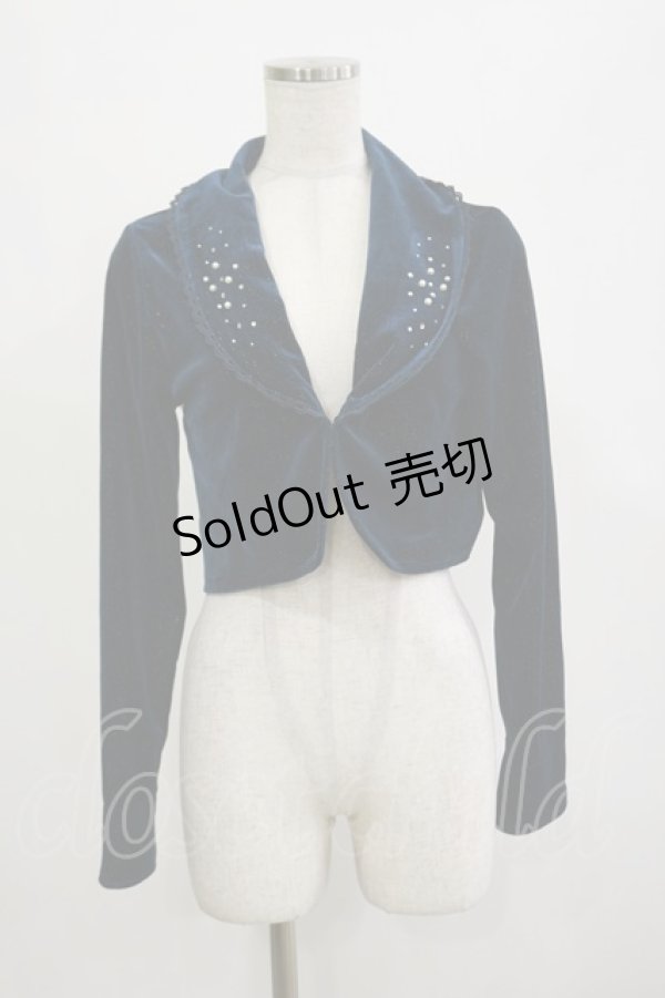 画像1: axes femme / バックフリルボレロ M ブルーグリーン H-26-02-16-005-AX-TO-NS-ZH (1)