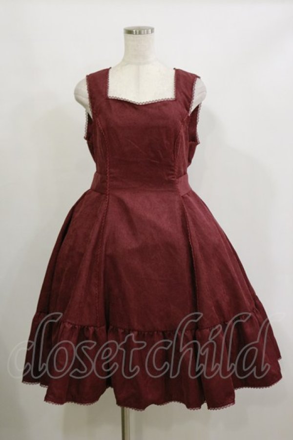 画像1: Kurumi Collaboration / ミジンコールジャンパースカート L ワイン H-26-02-16-051-LO-OP-NS-ZH (1)