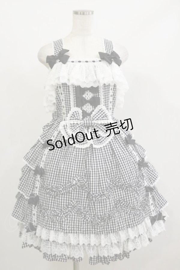 画像1: AND ROMEO / ギンガムチェックジャンパースカート Free ブラック H-26-02-16-053-LO-OP-NS-ZH (1)