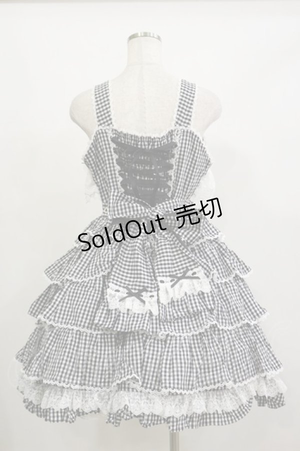 画像2: AND ROMEO / ギンガムチェックジャンパースカート Free ブラック H-26-02-16-053-LO-OP-NS-ZH (2)