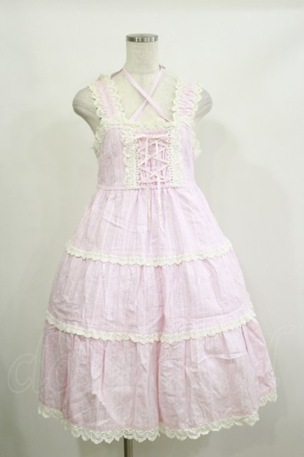 画像1: BABY,THE STARS SHINE BRIGHT / からみ3段ティアードジャンパースカート Free ピンク H-26-02-16-054-BA-OP-NS-ZH (1)