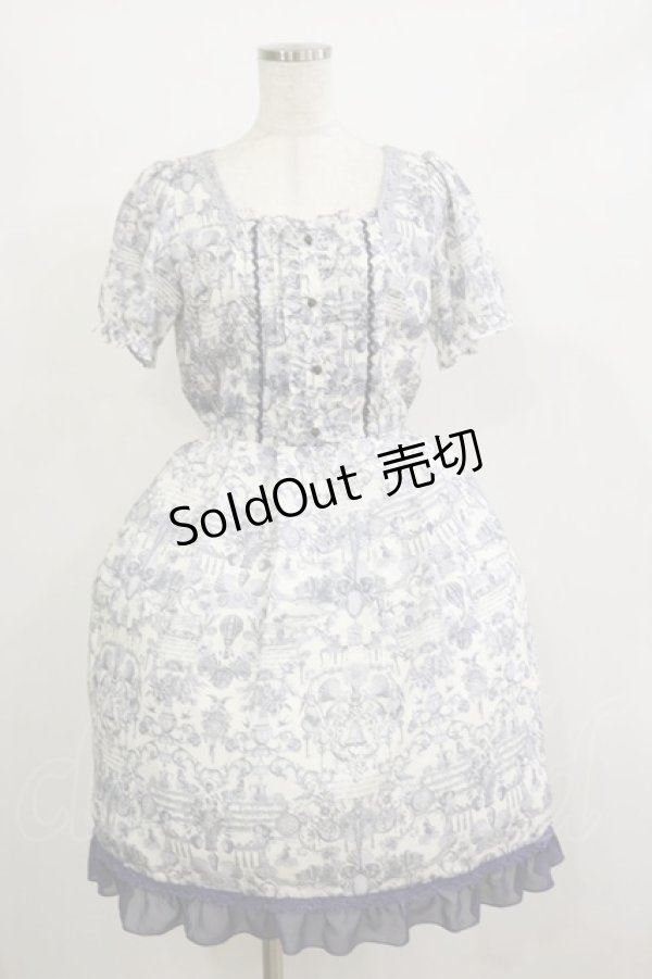 画像1: axes femme / アンティーク調ワンピース M オフ/ブルー H-26-02-16-057-AX-OP-NS-ZH (1)