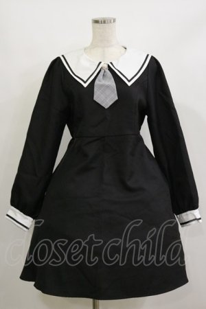 画像: Amavel / タイ付きセーラーワンピース Free ブラック H-26-02-16-059-CA-OP-NS-ZH