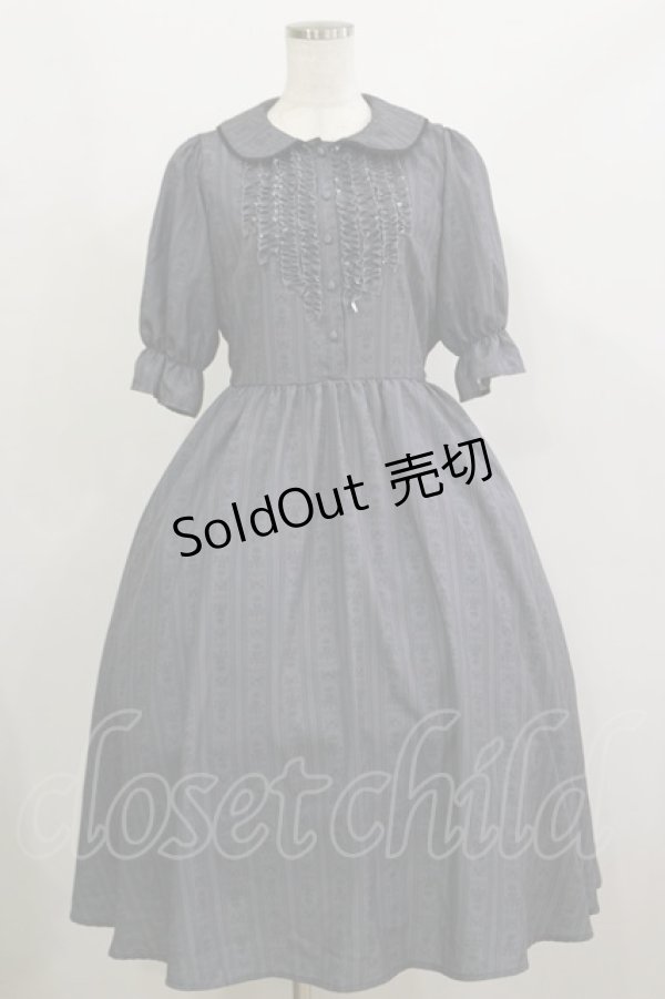 画像1: m petit by misako / MSKストライプフレアワンピース M グレー H-26-02-16-065-LO-OP-NS-ZH (1)