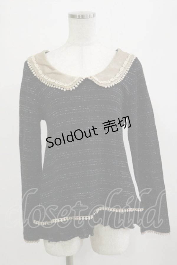 画像1: axes femme / ラメボーダーニットトップス M ブラック H-26-02-16-007-AX-TO-NS-ZH (1)