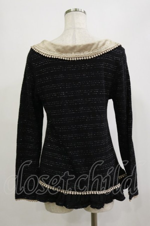 画像2: axes femme / ラメボーダーニットトップス M ブラック H-26-02-16-007-AX-TO-NS-ZH (2)