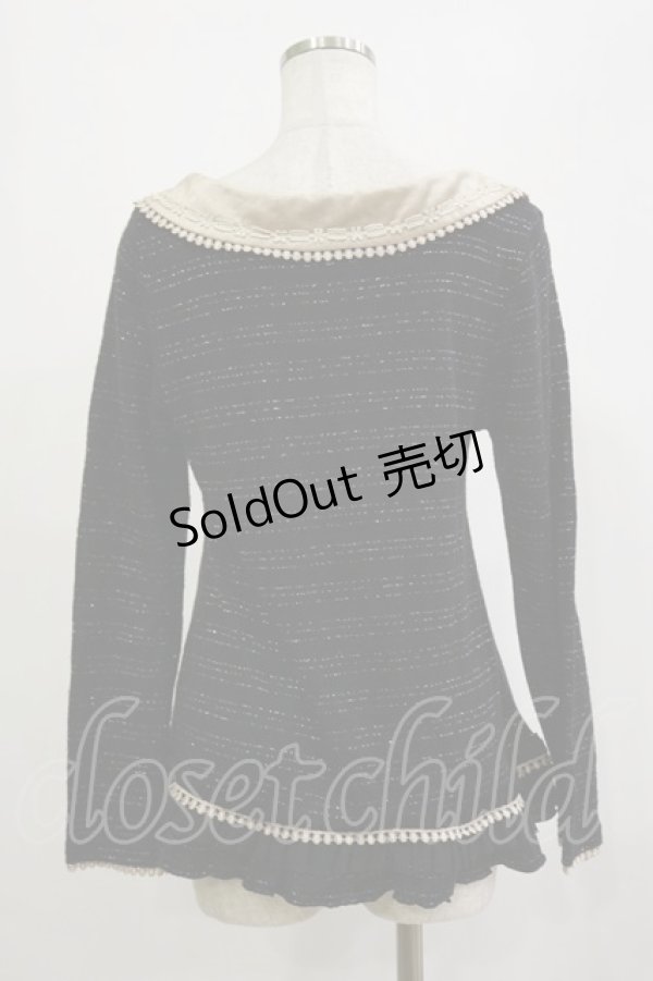 画像2: axes femme / ラメボーダーニットトップス M ブラック H-26-02-16-007-AX-TO-NS-ZH (2)