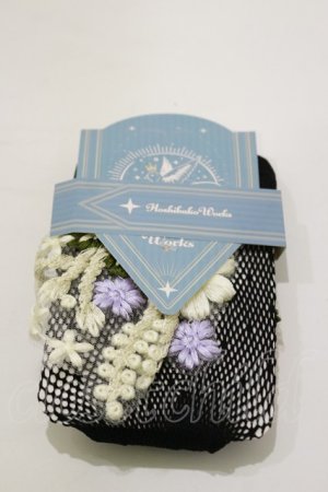 画像: Hoshibako Works / モチーフソックス/真夜中の花束  ブラック H-26-02-16-072-LO-ZA-NS-ZH