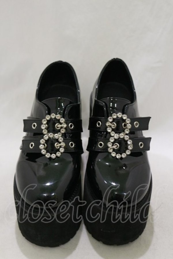 画像1: Bubbles / ダブルバックル厚底シューズ 36/22.5cm~23.0cm ブラック H-26-02-16-084-CA-SH-NS-ZH (1)