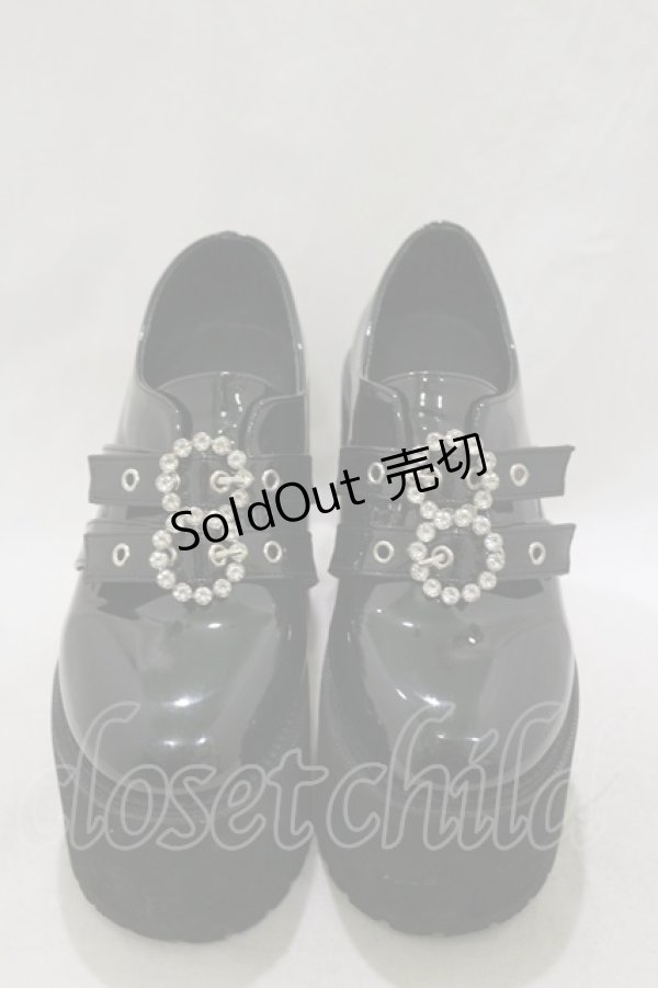 画像1: Bubbles / ダブルバックル厚底シューズ 36/22.5cm~23.0cm ブラック H-26-02-16-084-CA-SH-NS-ZH (1)