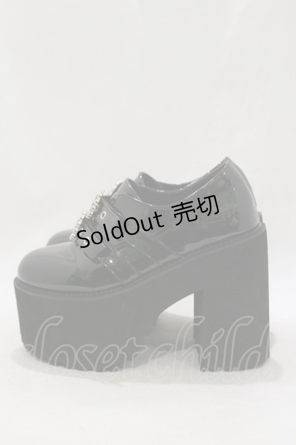 画像2: Bubbles / ダブルバックル厚底シューズ 36/22.5cm~23.0cm ブラック H-26-02-16-084-CA-SH-NS-ZH (2)