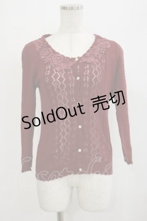 画像: axes femme / 透かしカーディガン M ワイン H-26-02-16-022-AX-TO-NS-ZH