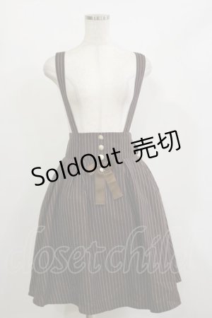 画像: Amavel / ストライプサスペンダースカート Free ブラウン H-26-02-16-029-CA-SK-NS-ZH