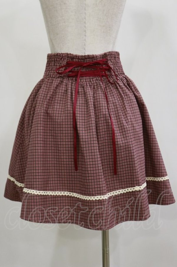 画像2: axes femme / ウエスト刺繍入チェック柄スカート M ピンク H-26-02-16-032-AX-SK-NS-ZH (2)