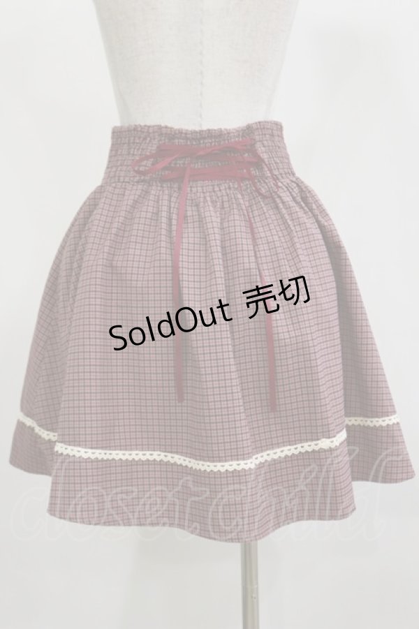 画像2: axes femme / ウエスト刺繍入チェック柄スカート M ピンク H-26-02-16-032-AX-SK-NS-ZH (2)