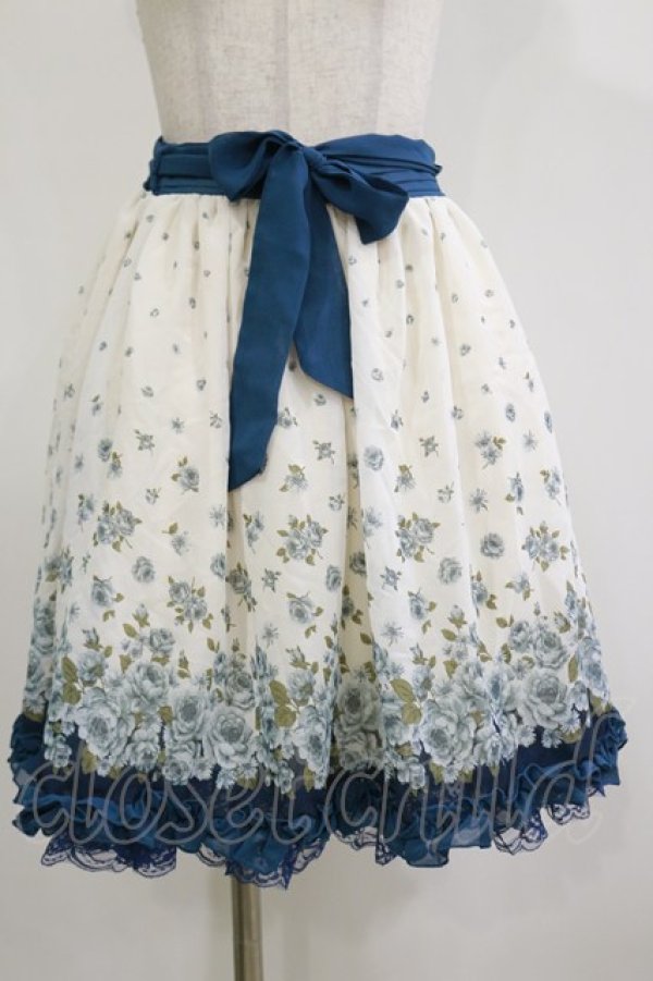 画像1: axes femme / 花柄スカート M オフ/ブルーグリーン H-26-02-16-033-AX-SK-NS-ZH (1)