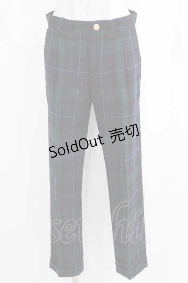 画像1: Jane Marple / ウールタータンパンツ  グリーン×ネイビーチェック H-26-02-17-023-JM-PA-KB-ZH (1)