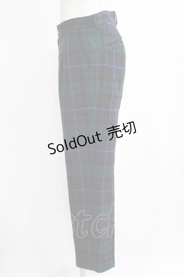 画像2: Jane Marple / ウールタータンパンツ  グリーン×ネイビーチェック H-26-02-17-023-JM-PA-KB-ZH (2)