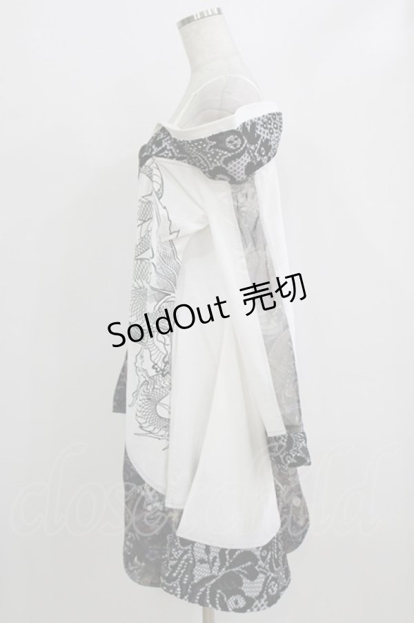 画像2: Qutie Frash / オフショルカーデ  ホワイト×ブラック H-26-02-17-025-QU-JA-KB-ZH (2)