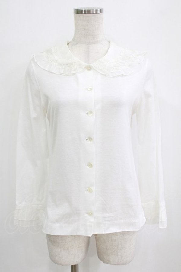 画像1: Jane Marple / フリルカットソーカーディガン  オフホワイト H-26-02-17-026-JM-TO-KB-ZH (1)