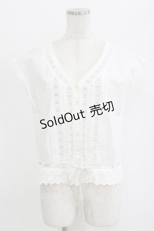 画像1: Jane Marple Dans Le Salon / レースピンタックブラウス  ホワイト H-26-02-17-029-JM-BL-KB-ZH (1)