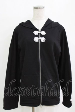 画像: ALGONQUINS / 屍熊猫プリントチャイナ風パンダ耳フードパーカー  ブラック H-26-02-17-031-AL-TO-KB-ZH