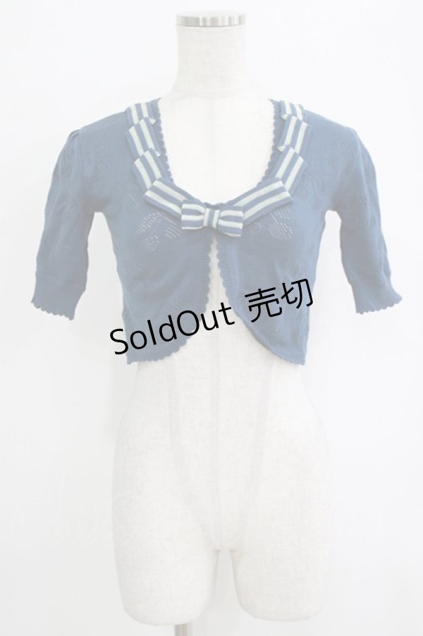 画像1: Shirley Temple / 透かし編みボレロ 160 ブルー H-26-02-17-032-ET-TO-KB-ZH (1)