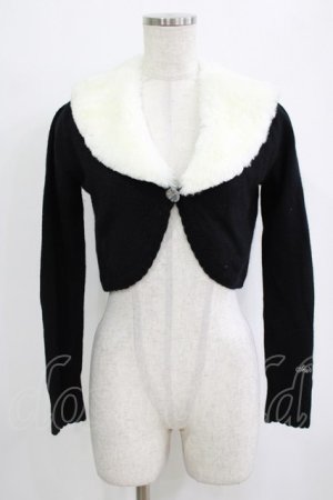 画像: Shirley Temple / ファーカラーニットボレロ 160 ブラック×ホワイト H-26-02-17-033-ET-TO-KB-ZH
