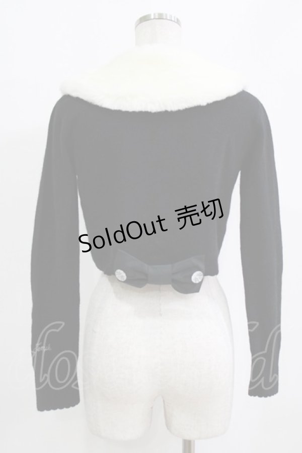 画像3: Shirley Temple / ファーカラーニットボレロ 160 ブラック×ホワイト H-26-02-17-033-ET-TO-KB-ZH (3)