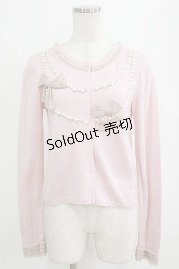 画像1: Shirley Temple / リボンパールカーディガン 160 ピンク H-26-02-17-034-ET-TO-KB-ZH (1)