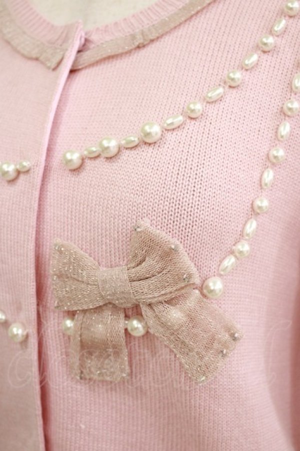 画像4: Shirley Temple / リボンパールカーディガン 160 ピンク H-26-02-17-034-ET-TO-KB-ZH (4)