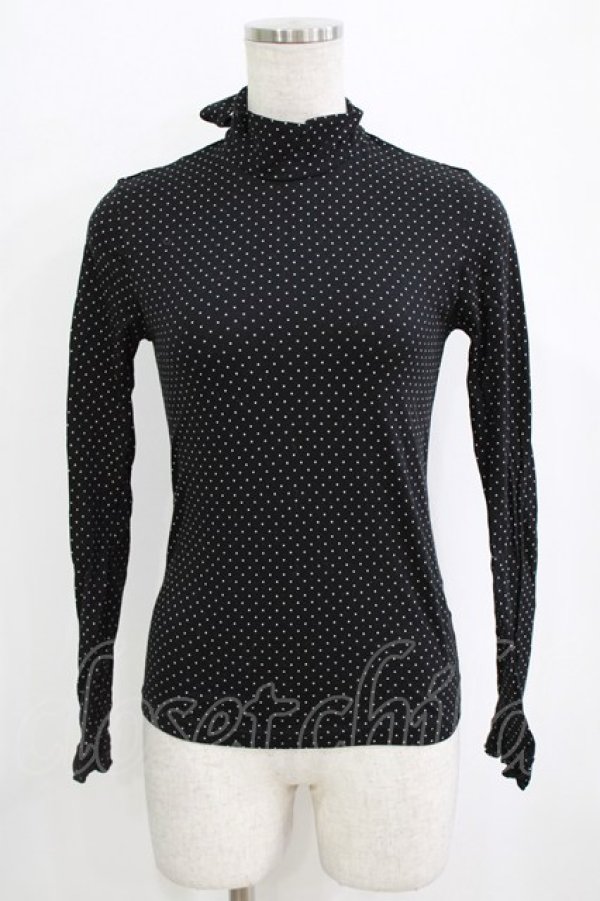 画像1: Emily Temple cute / バックリボンドットハイネックカットソー  ブラック H-26-02-17-035-ET-TO-KB-ZH (1)