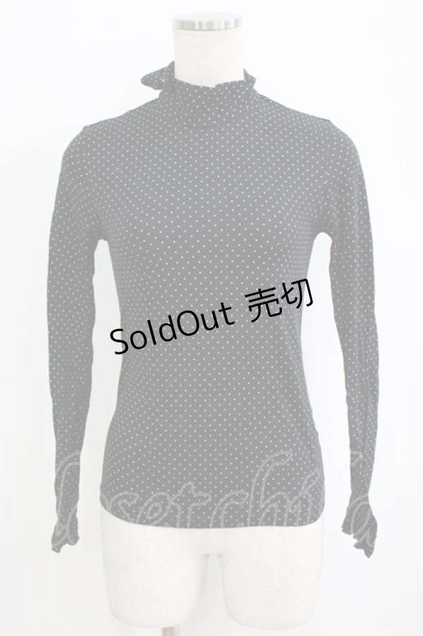 画像1: Emily Temple cute / バックリボンドットハイネックカットソー  ブラック H-26-02-17-035-ET-TO-KB-ZH (1)