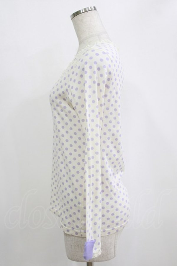 画像2: Emily Temple cute / リボン付ドットカットソー  オフ×パープル H-26-02-17-036-ET-TO-KB-ZH (2)