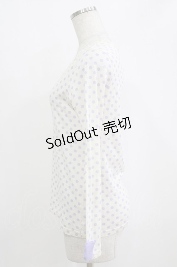 画像2: Emily Temple cute / リボン付ドットカットソー  オフ×パープル H-26-02-17-036-ET-TO-KB-ZH (2)