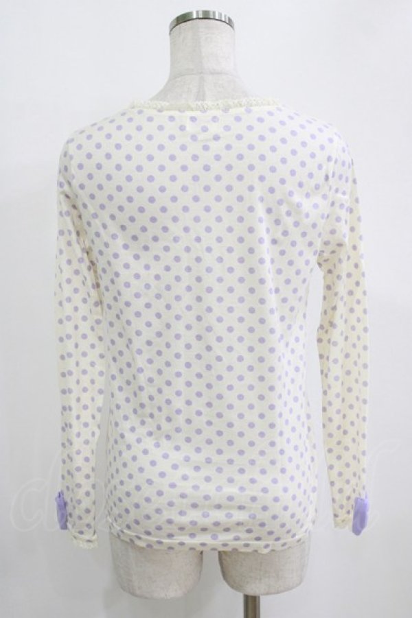 画像3: Emily Temple cute / リボン付ドットカットソー  オフ×パープル H-26-02-17-036-ET-TO-KB-ZH (3)