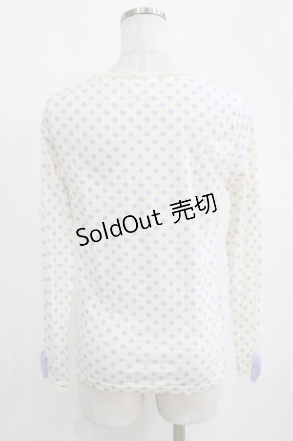 画像3: Emily Temple cute / リボン付ドットカットソー  オフ×パープル H-26-02-17-036-ET-TO-KB-ZH (3)