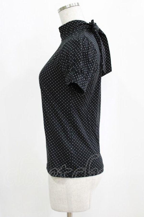 画像2: Emily Temple cute / バックリボンハイネックパフカットソー  ブラック H-26-02-17-038-ET-TO-KB-ZH (2)