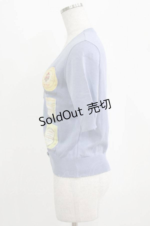 画像2: Jane Marple Dans Le Salon / Les jolie savonsのデコパージュカーディガン  ブルーグレイ H-26-02-17-039-JM-TO-KB-ZH (2)