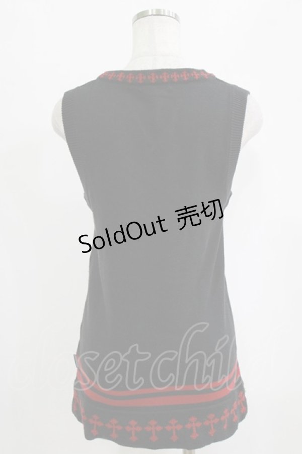 画像3: PUTUMAYO / ロゴ刺繍ニットベスト  黒×赤 H-26-02-17-040-PT-TO-AK-ZH (3)