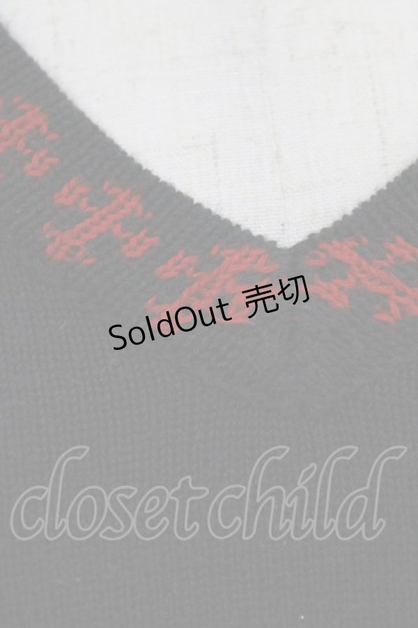 画像6: PUTUMAYO / ロゴ刺繍ニットベスト  黒×赤 H-26-02-17-040-PT-TO-AK-ZH (6)