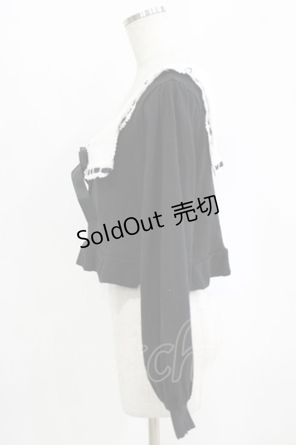 画像2: Moi-meme-Moitie / ヘーメラーセーラーカーディガン  ブラック×オフホワイト H-26-02-17-043-MO-TO-KB-ZH (2)