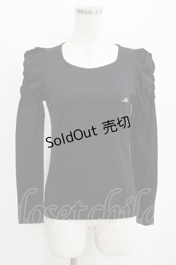 画像1: MILK / ラメロゴ刺繍カットソー  ブラック H-26-02-17-044-ML-TO-AK-ZH (1)