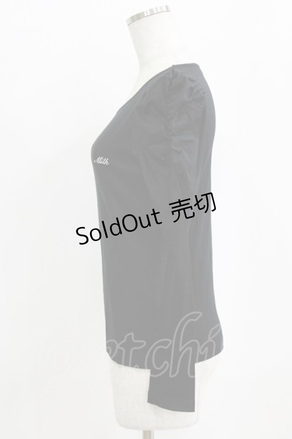 画像2: MILK / ラメロゴ刺繍カットソー  ブラック H-26-02-17-044-ML-TO-AK-ZH (2)