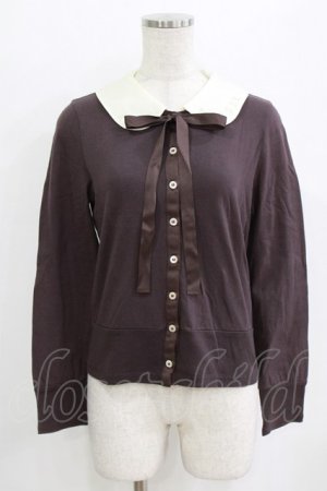 画像: Jane Marple / ヴィンテージロゴエンブロイダリーのカーディガン  ブラウン H-26-02-17-046-JM-TO-KB-ZH