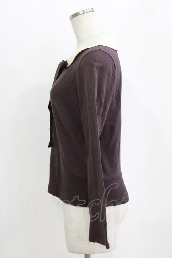 画像2: Jane Marple / ヴィンテージロゴエンブロイダリーのカーディガン  ブラウン H-26-02-17-046-JM-TO-KB-ZH (2)