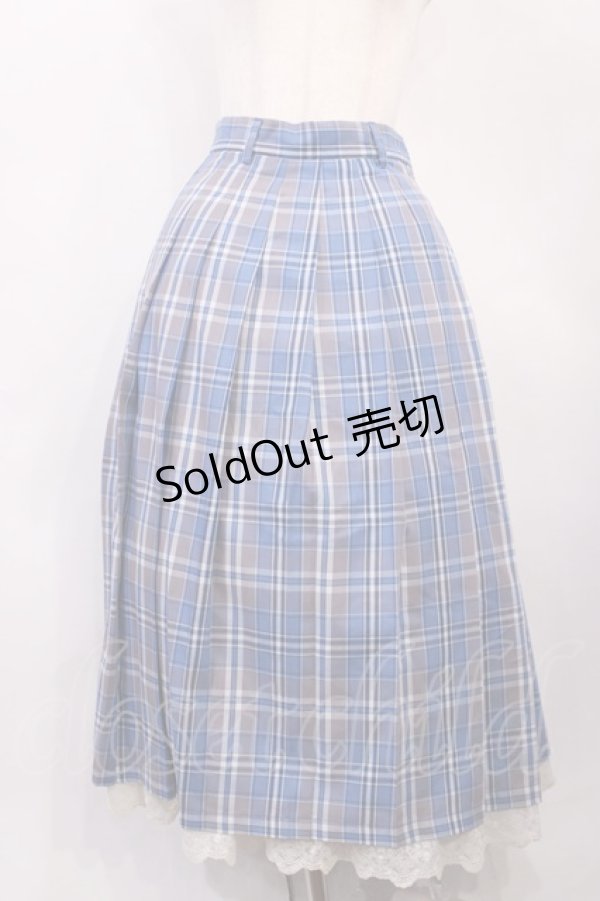 画像1: axes femme / チェック柄プリーツスカート M ブルー H-26-02-17-1007-AX-SK-NS-ZH (1)