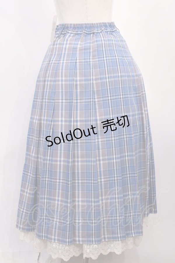 画像2: axes femme / チェック柄プリーツスカート M ブルー H-26-02-17-1007-AX-SK-NS-ZH (2)