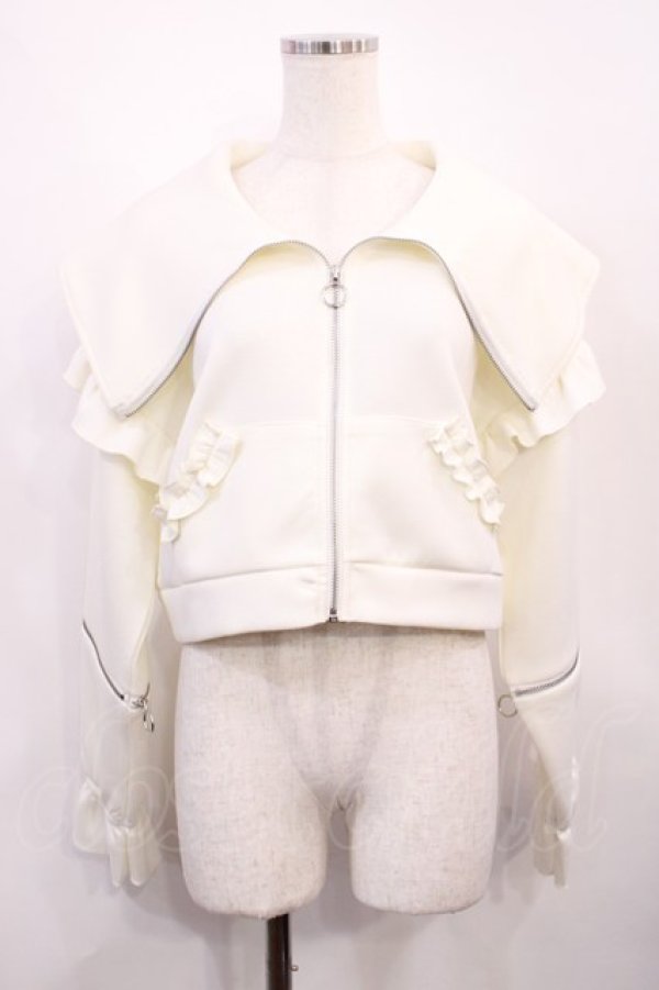 画像1: axes femme / ジップデザインフリルパーカー Free 白 H-26-02-17-1014-AX-TO-NS-ZH (1)