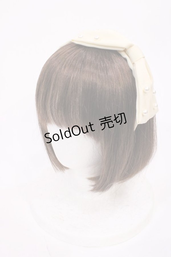 画像1: m petit by misako / パールリボンカチューシャ  アイボリー H-26-02-17-1026-LO-AC-NS-ZH (1)